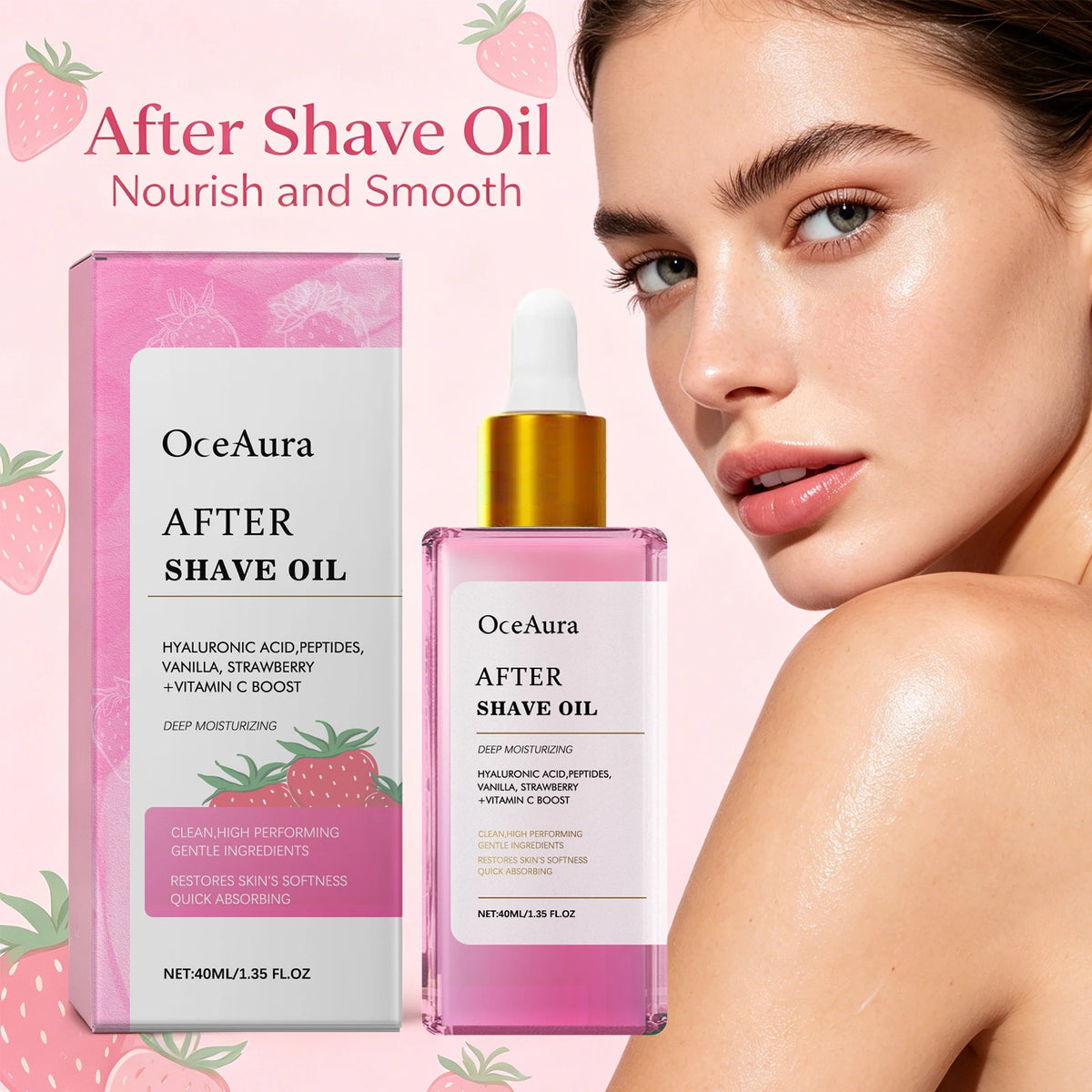 Strawberry Scented After Shave & Hair Removal Soothing Oil for Skin Hydration