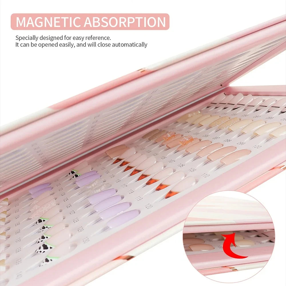 160 Colors Nail Swatch Book & False Nail Tips Display Chart