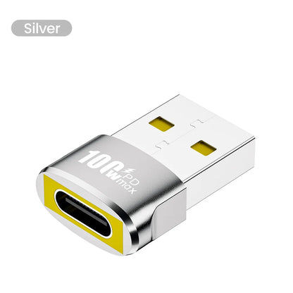 USB A Male to USB C Female OTG Adapter - 100W Fast Charging & Data Converter