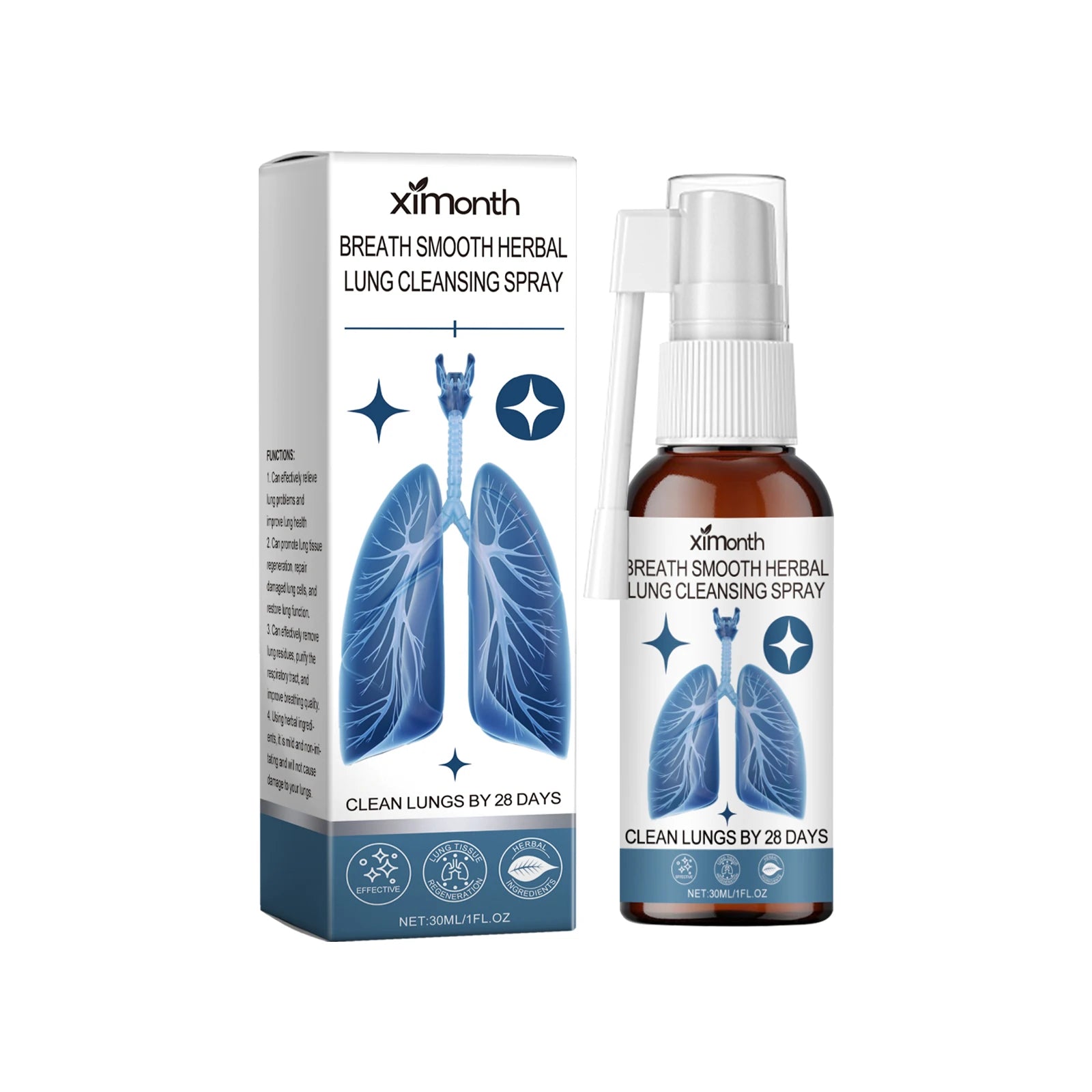 Herbal Lung Cleansing & Nasal Care Spray - Natural Throat & Respiratory Support - 16
