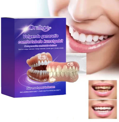 Silicone Snap-On Denture Kit - Realistic Upper & Lower Teeth for Natural Smile - 4