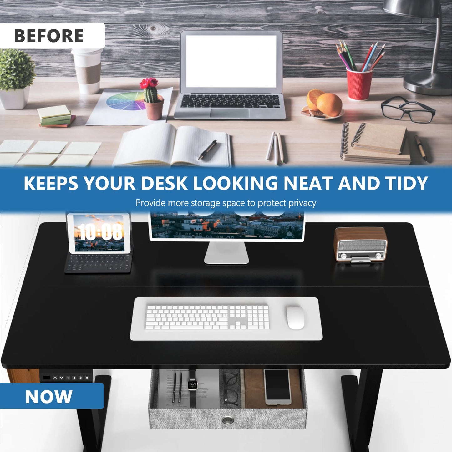 Electric Standing Desk - Height Adjustable Sit-Stand Computer Workstation