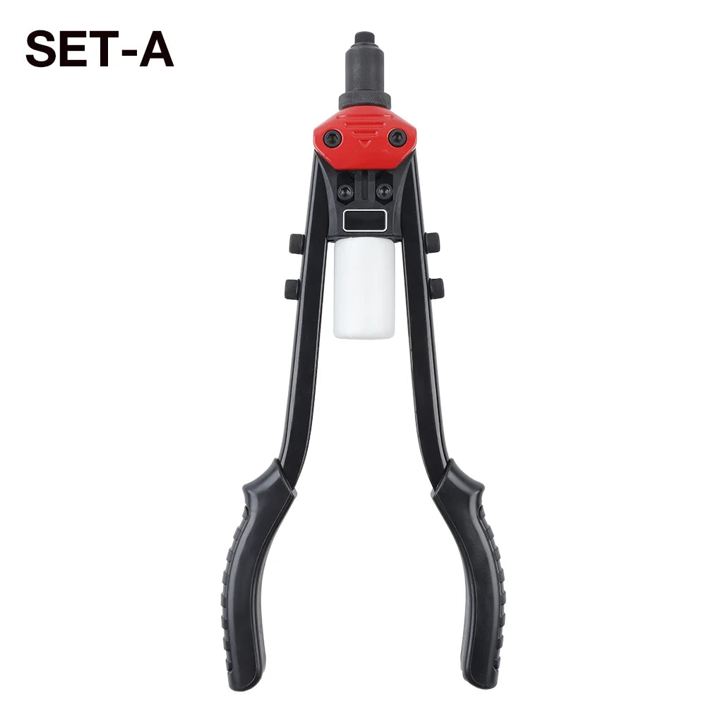 Heavy Duty Manual Pop Rivet Gun Kit - Hand Riveter with 250pcs Rivets & 5 Drill Bits - 9