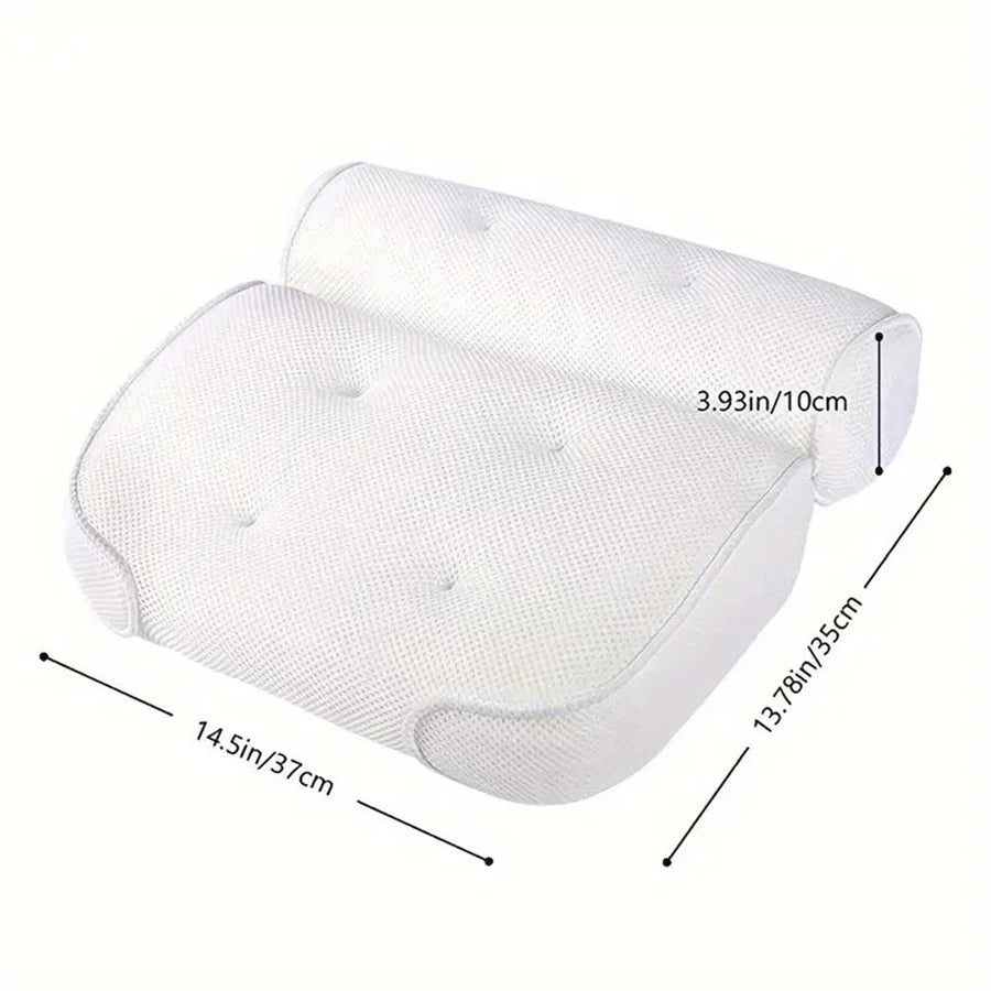 Ergonomic Bath Pillow - Spa Bathtub Cushion for Neck & Back Support with Suction Cups