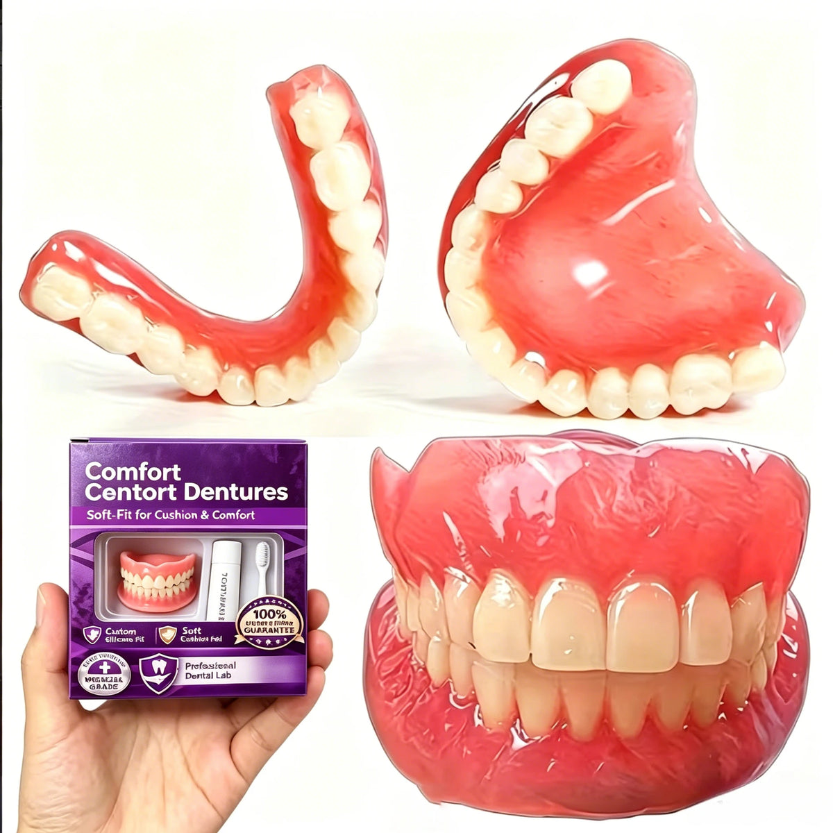 Comfort Silicone Dentures Set – Instant Smile & Natural Fit Fake Teeth