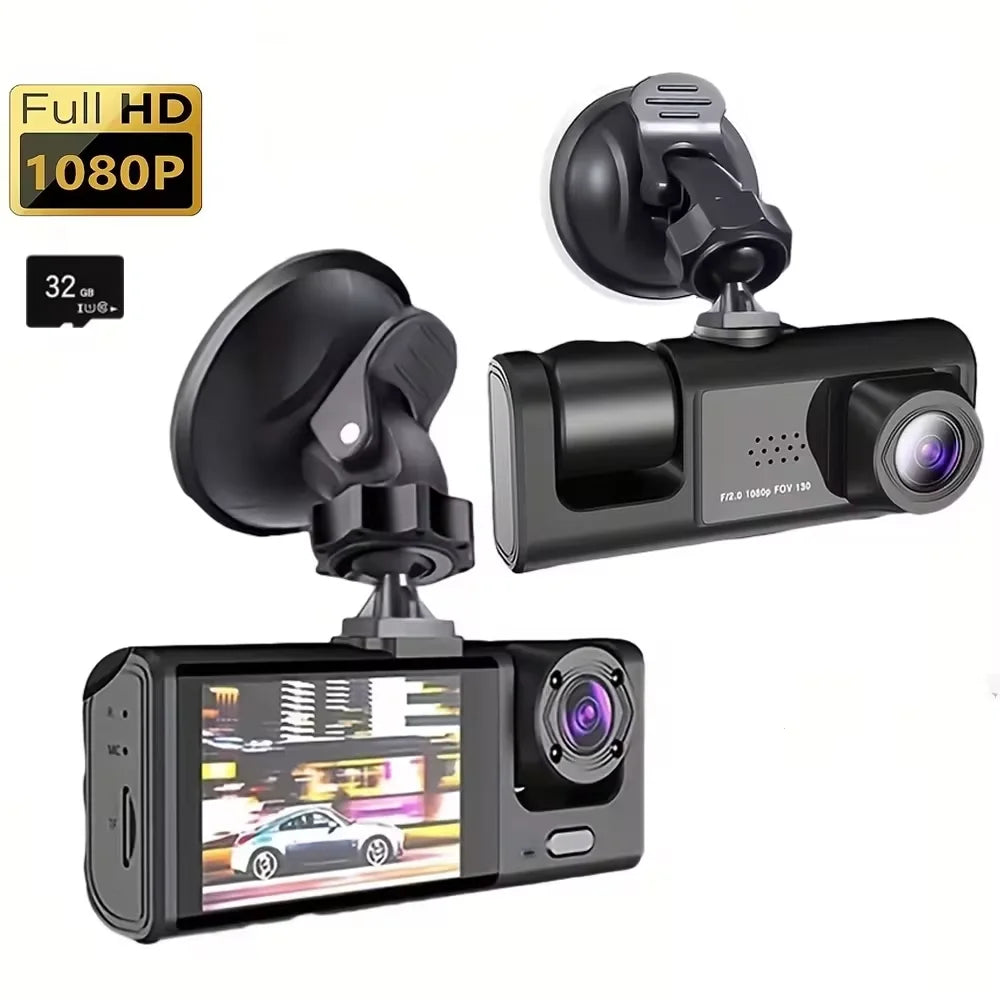 3-Lens 1080P Dash Cam with IR Night Vision, Loop Recording & G-Sensor - 17