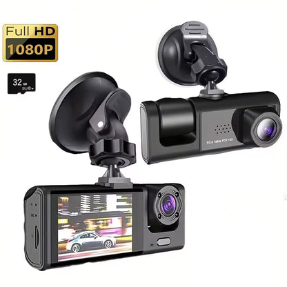 3-Lens 1080P Dash Cam with IR Night Vision, Loop Recording & G-Sensor