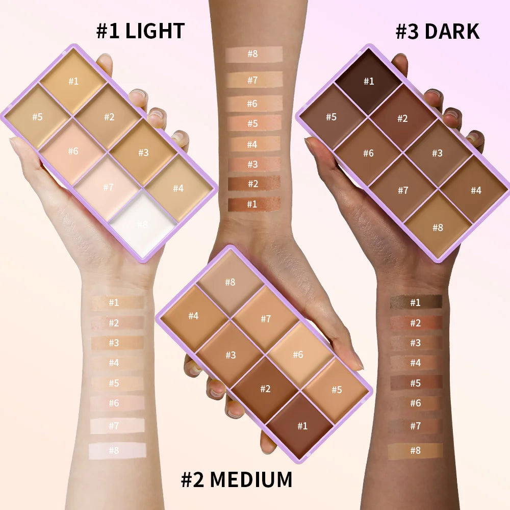 8-Shade Full Coverage Cream Concealer Palette Waterproof Makeup