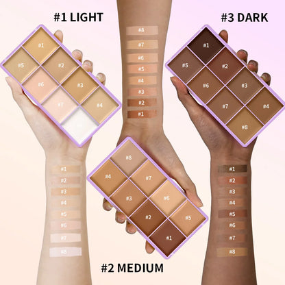 8-Shade Full Coverage Cream Concealer Palette Waterproof Makeup
