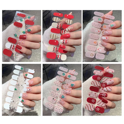 Christmas Snowflake Semi-Cured Gel Nail Wraps - Long-Lasting Holiday Nail Art Decals