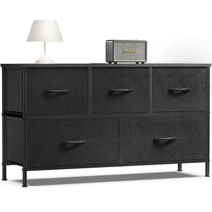 5-Drawer Fabric Dresser Storage Tower with Sturdy Steel Frame