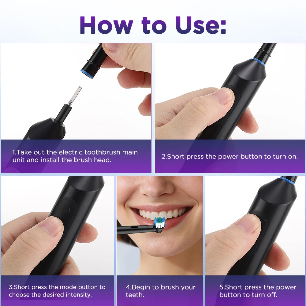 Rechargeable Rotating Electric Toothbrush with 5 Cleaning Modes