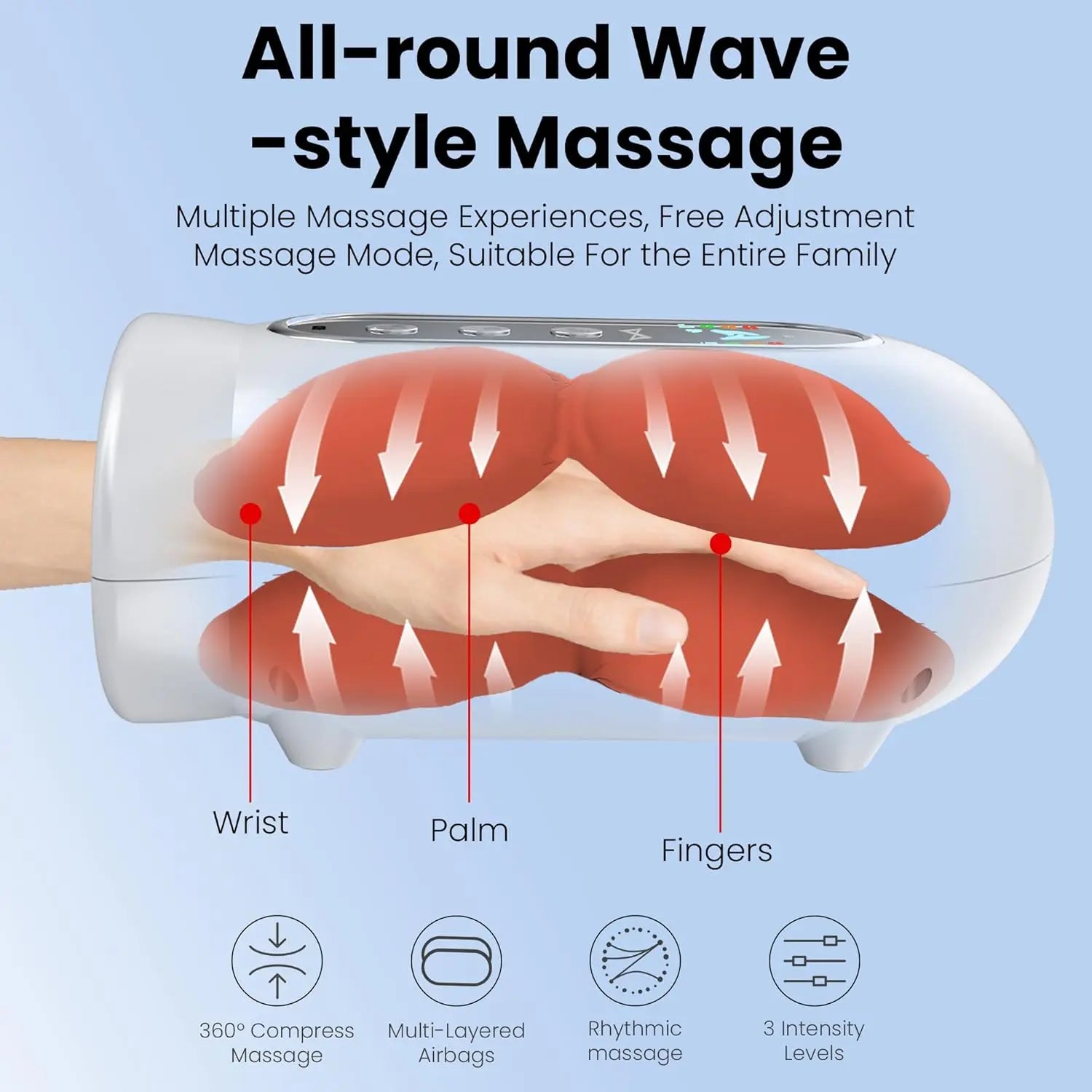 Electric Hand Massager with Air Compression, Heat Therapy & UV Sterilization - 3