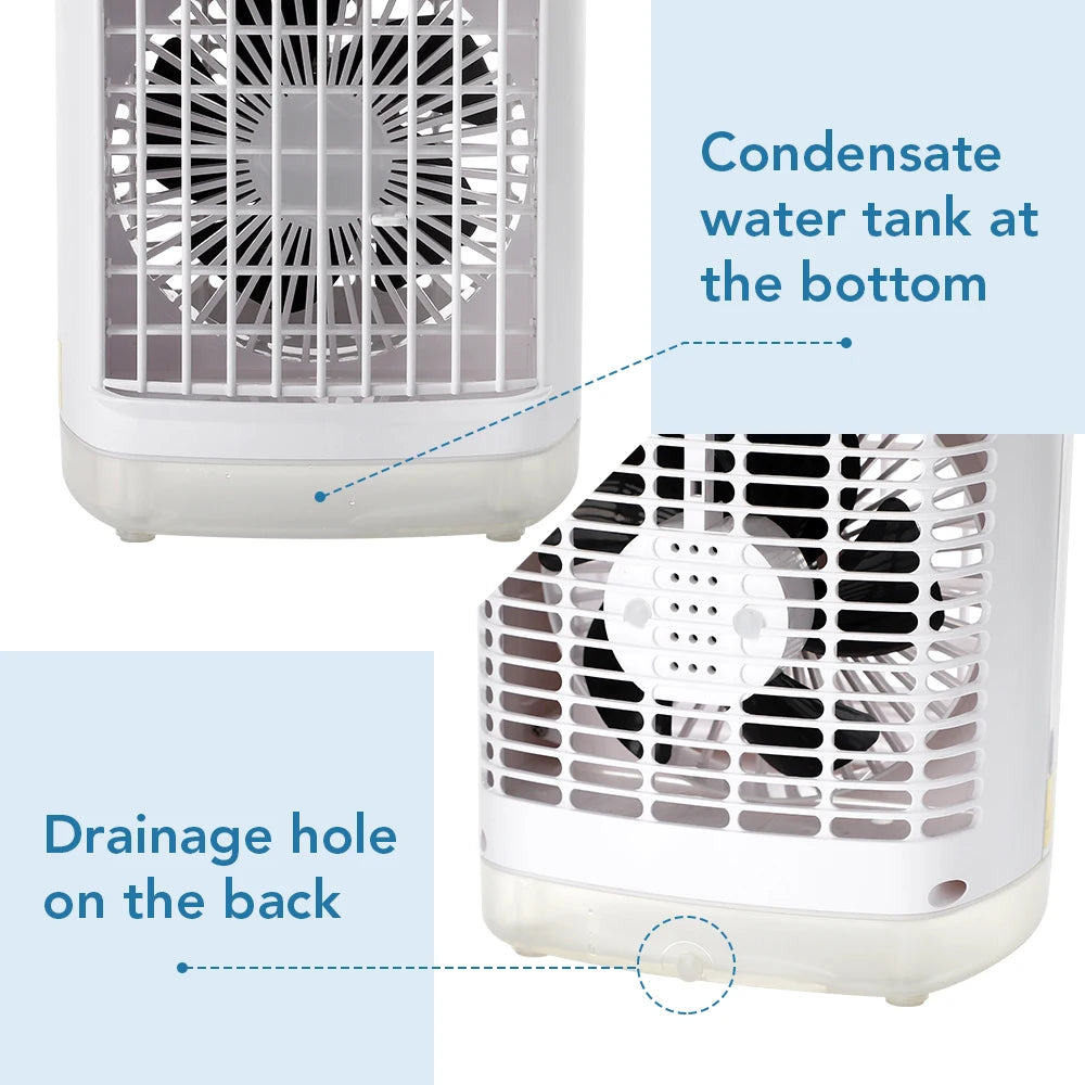 Portable Desktop Air Cooler Fan with Ultrasonic Misting and Ambient Light