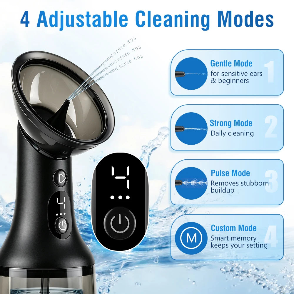 Electric Ear Wax Removal Irrigator with Dual Water Tank & 4 Cleaning Modes