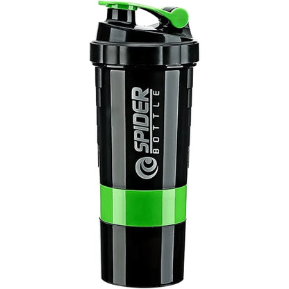 3-Layer Portable Protein Shaker Bottle - Leak-Proof Gym Mixing Cup