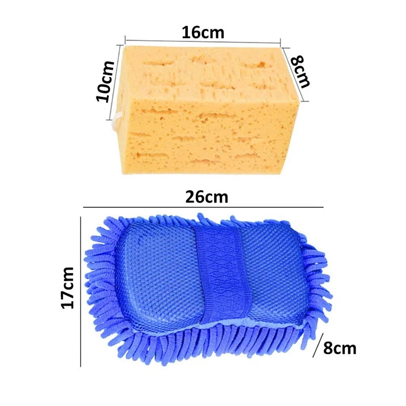 High-Density Honeycomb Car Wash Sponge & Microfiber Mitt - 6