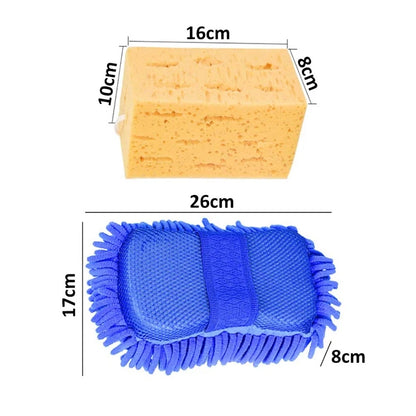 High-Density Honeycomb Car Wash Sponge & Microfiber Mitt