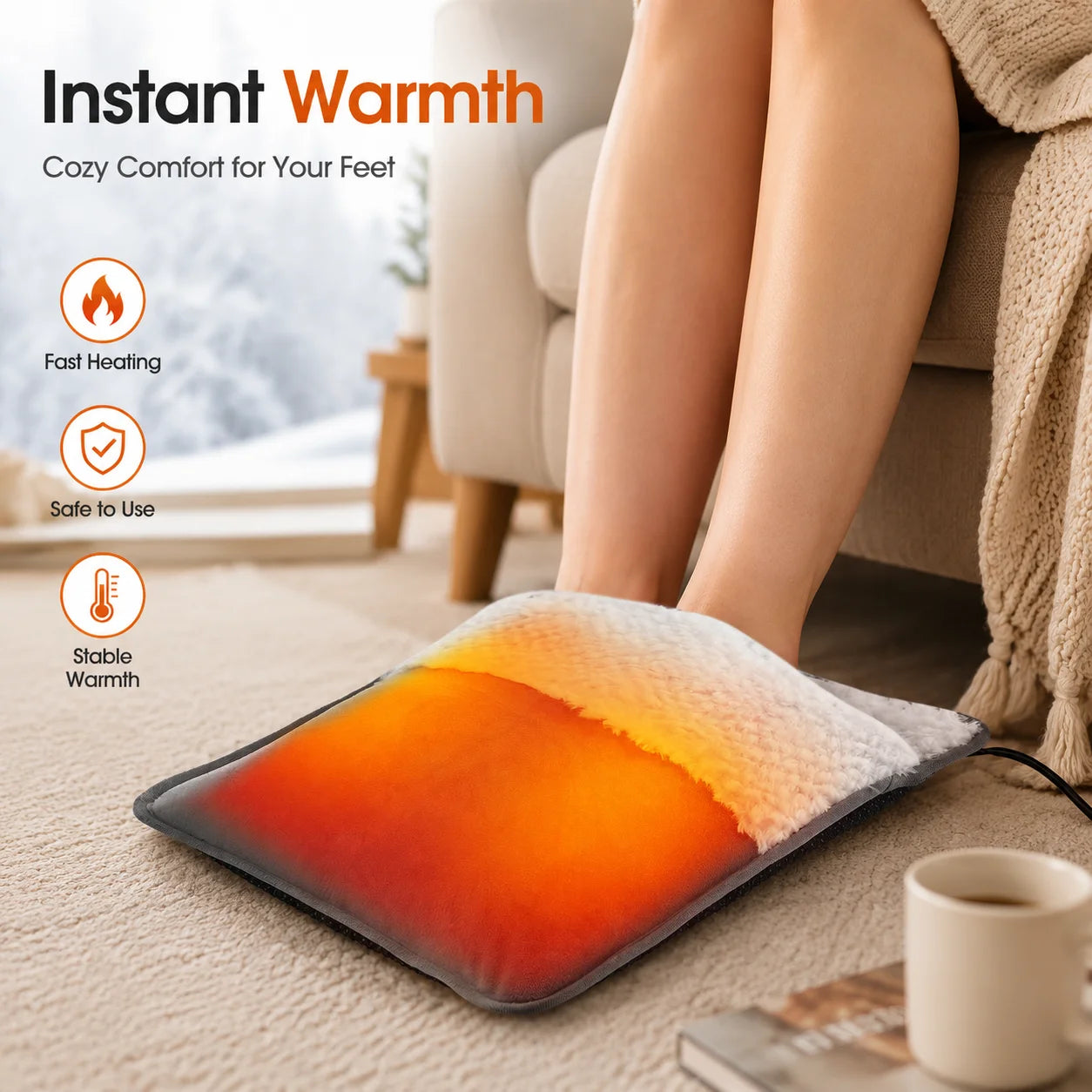USB Electric Foot Warmer - Portable Heated Plush Mat for Home and Office - 1