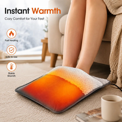 USB Electric Foot Warmer - Portable Heated Plush Mat for Home and Office