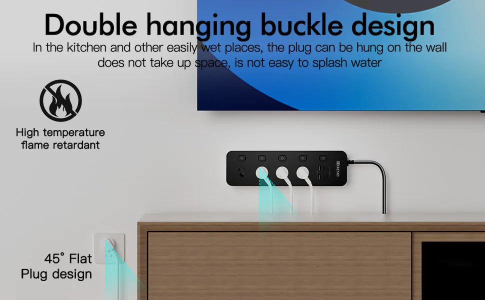 Australian Multi-Plug Power Board with 6 USB Fast Charging Ports & Switches