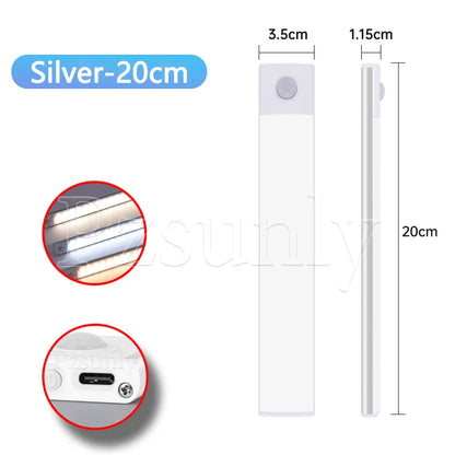 Ultra-Thin LED Under Cabinet Light - USB Rechargeable Motion Sensor Closet & Wardrobe Lighting