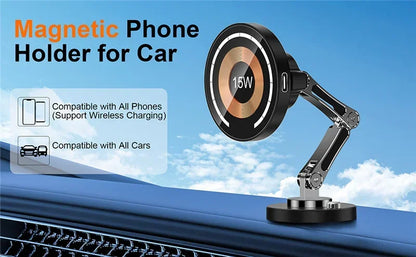 15W Magnetic Car Wireless Charger Mount for iPhone 15 14 13 12 Series