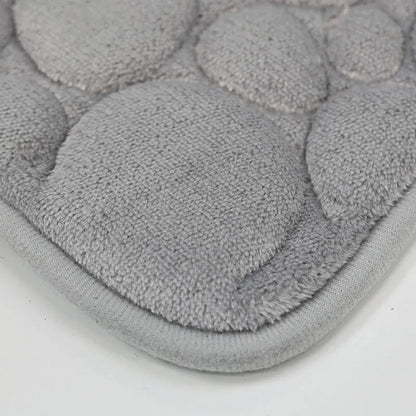 3-Piece Cobblestone Bath Mat Set - Non-Slip & Absorbent