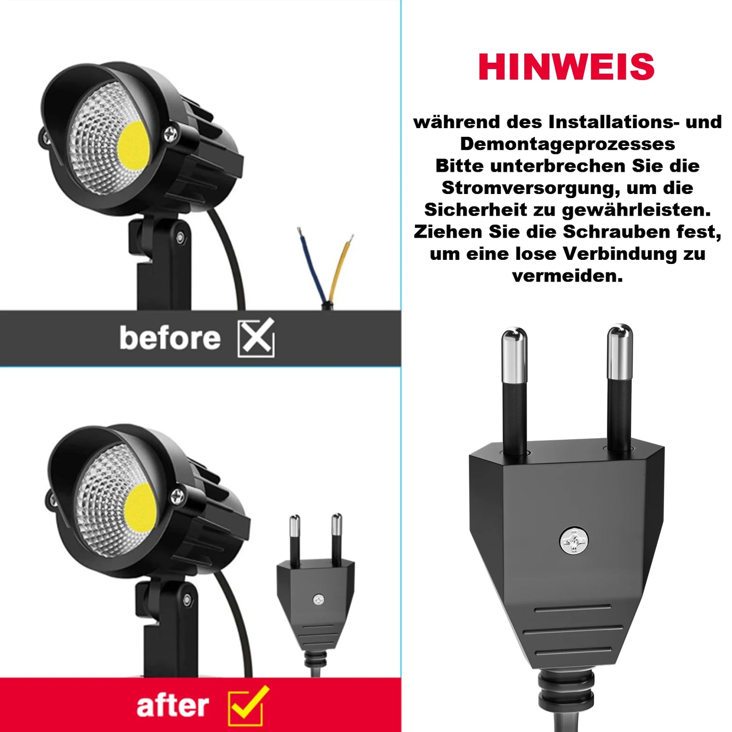 EU Plug Adapter Repair Kit - 250V Rewireable Schuko Power Connector