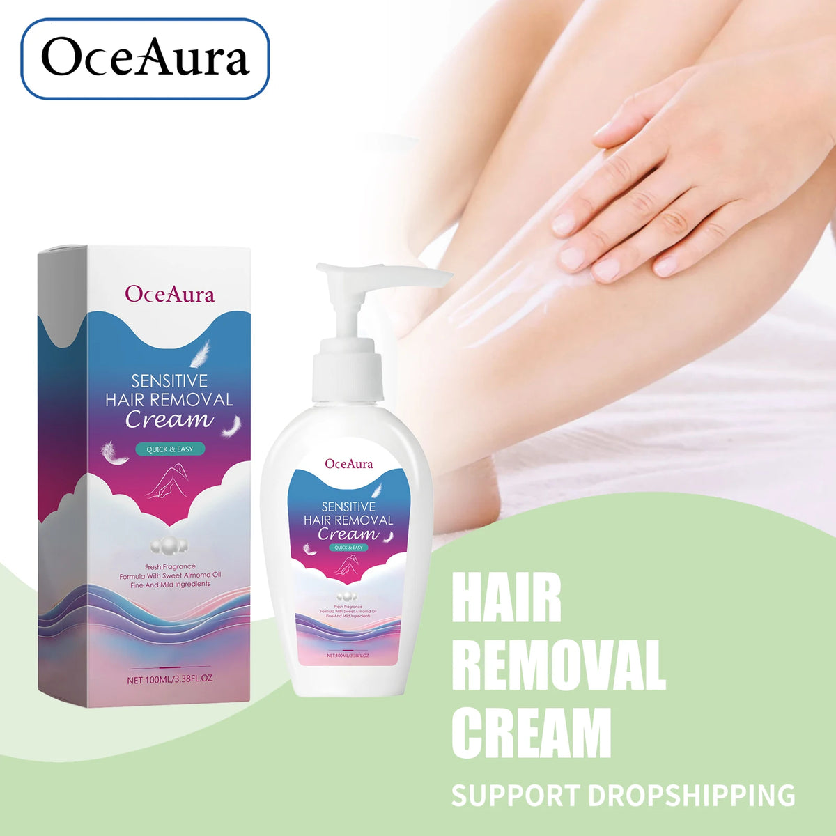 Painless Hair Removal Cream for Men & Women - Fast-Acting Gentle Depilatory