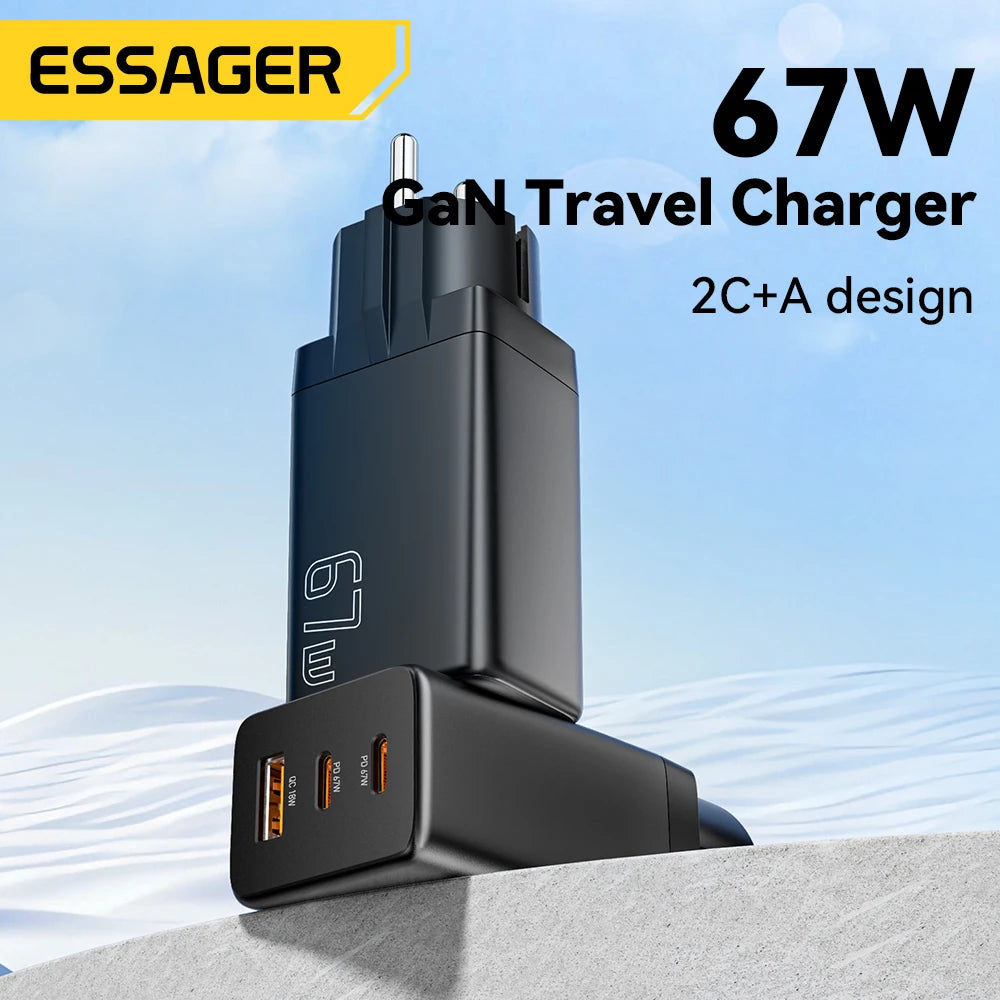 Essager 67W GaN USB-C Fast Wall Charger - Multi-Port Power Adapter - 2