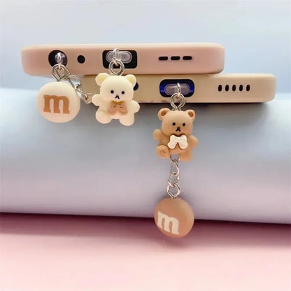 Cute Bear Phone Charging Port Dust Plug & Protection Charm