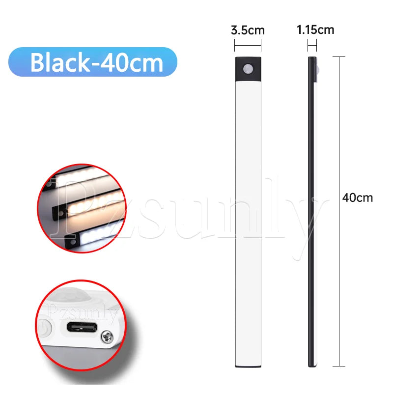 Ultra-Thin LED Under Cabinet Light - USB Rechargeable Motion Sensor Closet & Wardrobe Lighting