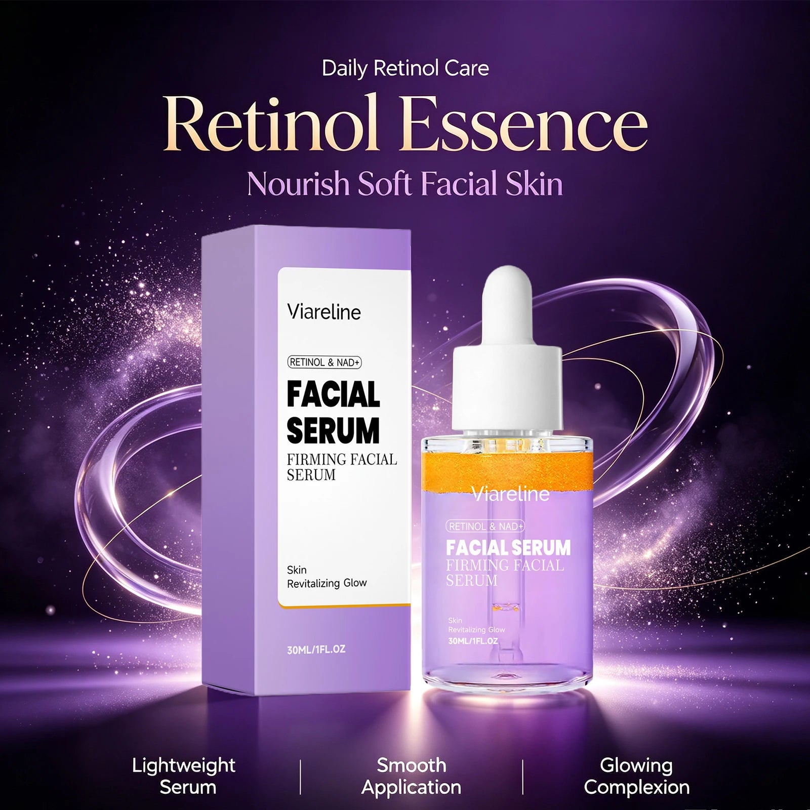 Retinol & NAD+ Firming Facial Serum - Anti-Aging Skin Lifting & Brightening Treatment - 2