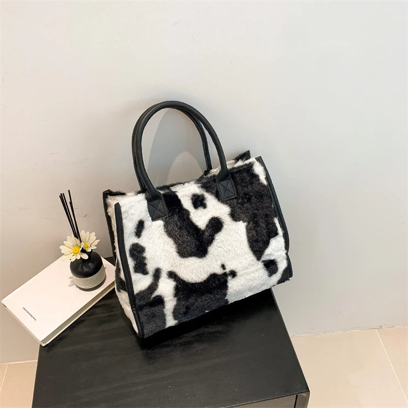 Luxury Fluffy Animal Print Tote