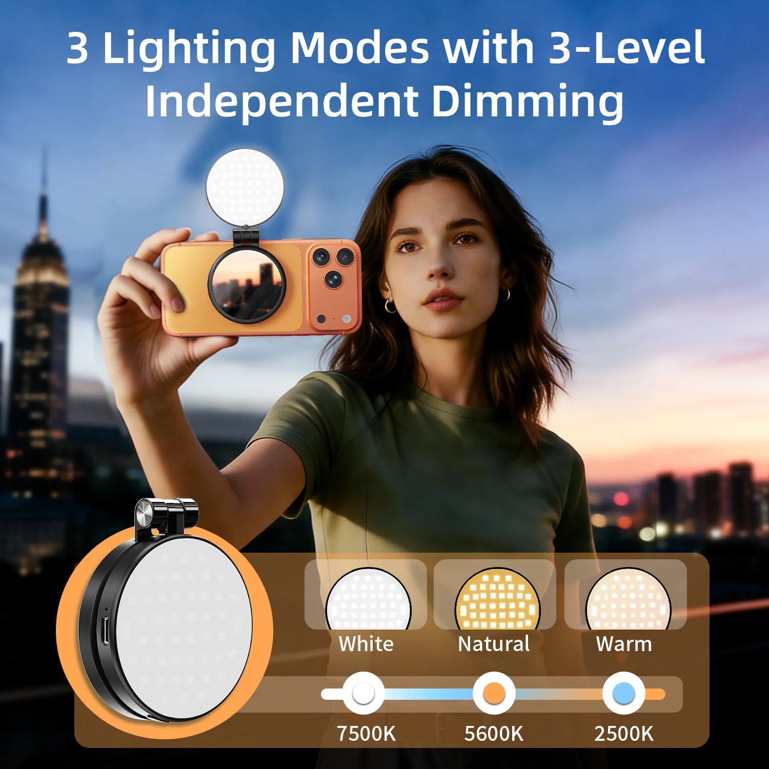 Magnetic 3-in-1 Selfie Ring Light with Phone Stand & Makeup Mirror - 2
