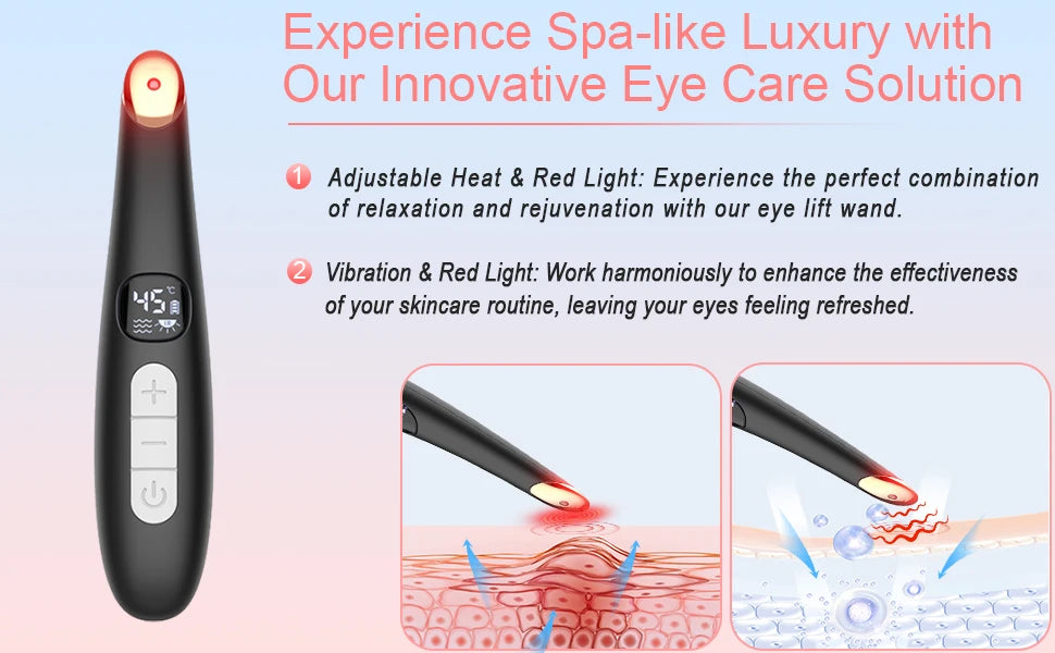 3-in-1 LED Eye Lift Wand: Heated Vibration Massager for Dark Circles & Puffiness - 9