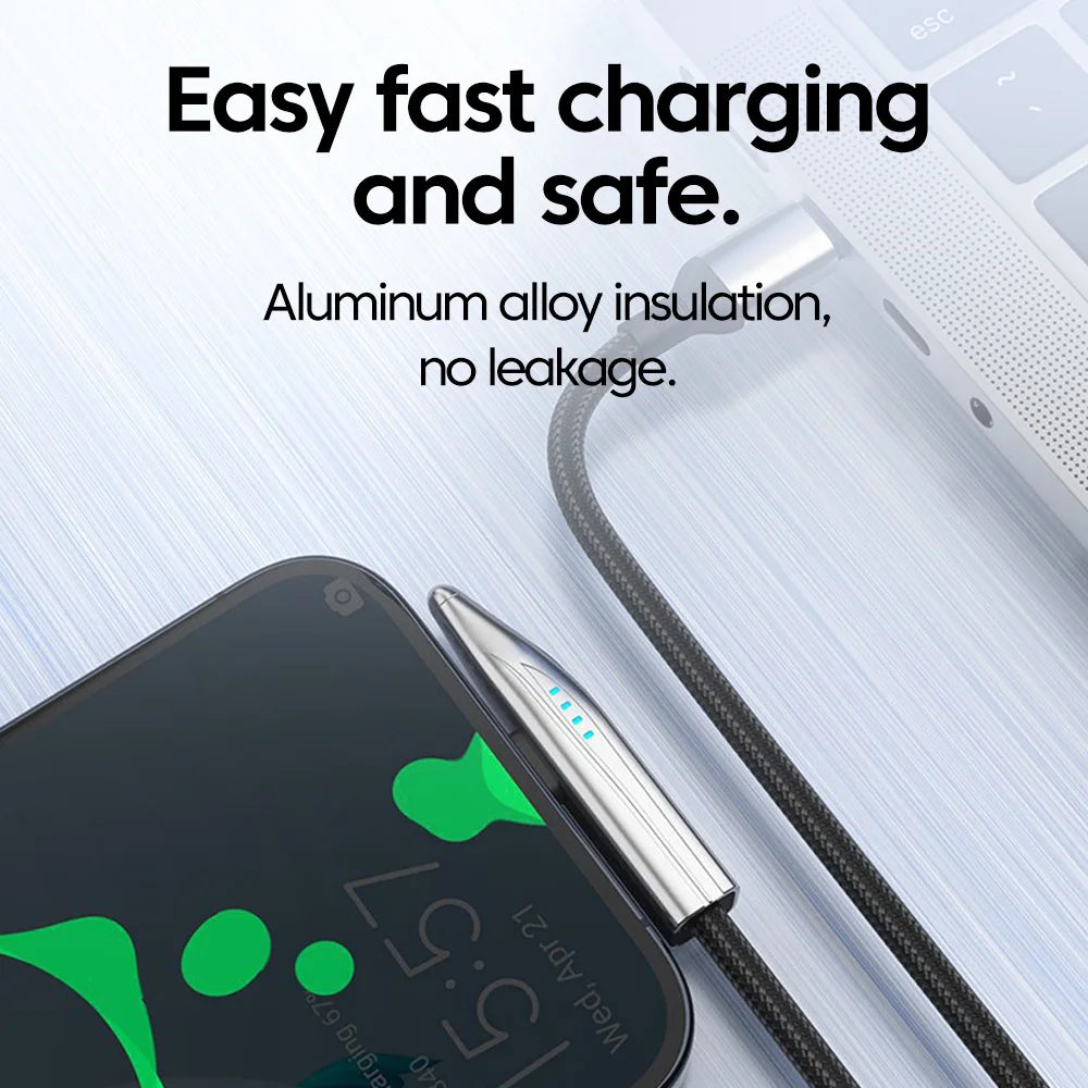 240W USB-C to USB-C Fast Charging Cable - 90 Degree Elbow for Gaming