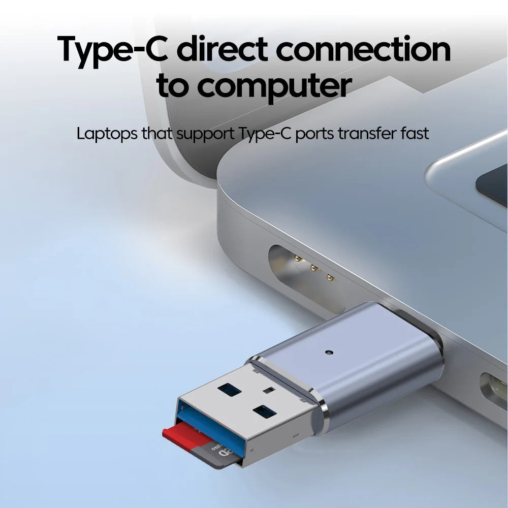 High-Speed USB 3.0 Dual-Slot SD & TF Memory Card Reader Adapter - 5