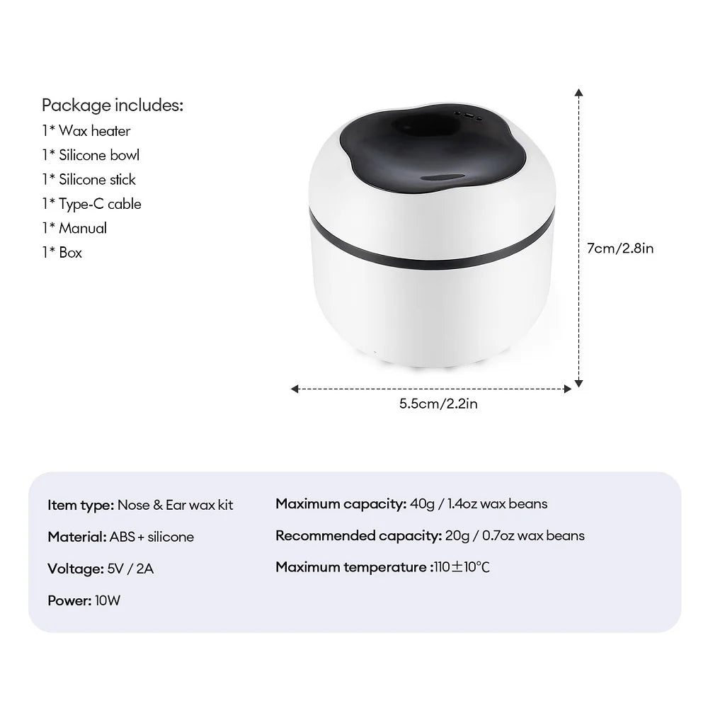 Mini Wax Heater & Nose Ear Hair Removal Kit