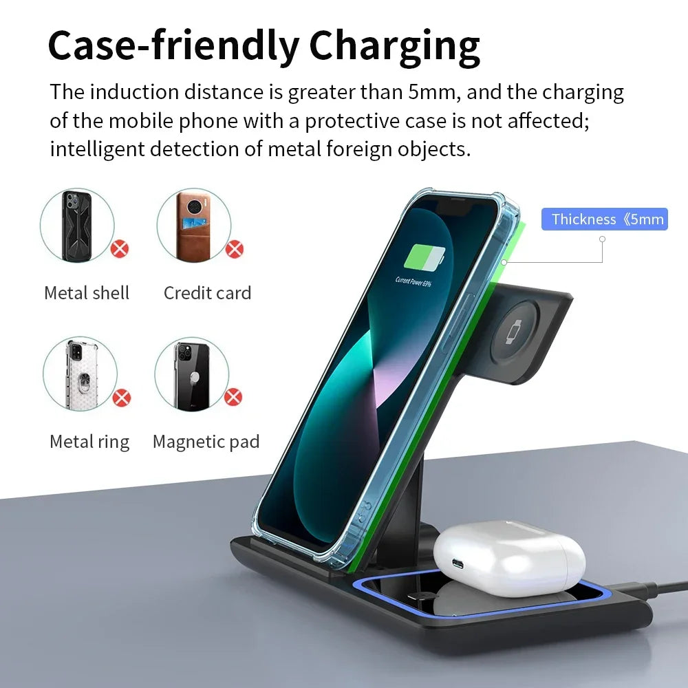 3-in-1 Foldable Wireless Charging Station for iPhone, Apple Watch & AirPods - 18