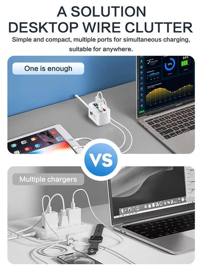 6-Port USB Desktop Fast Charger - Multi-Device Universal Charging Hub