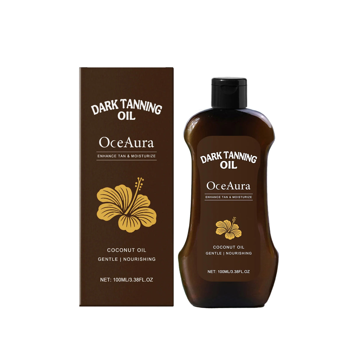 OceAura Coconut Dark Tanning Oil for Deep Bronze Tan & Skin Hydration