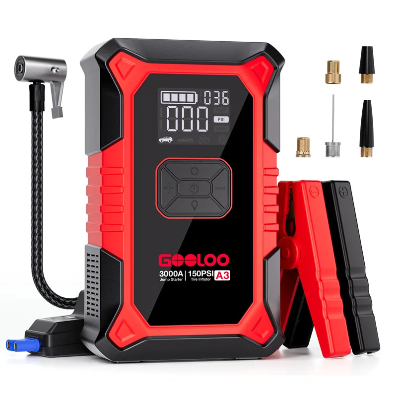 3000A Car Jump Starter with Portable Air Compressor & Emergency Power Bank - 25