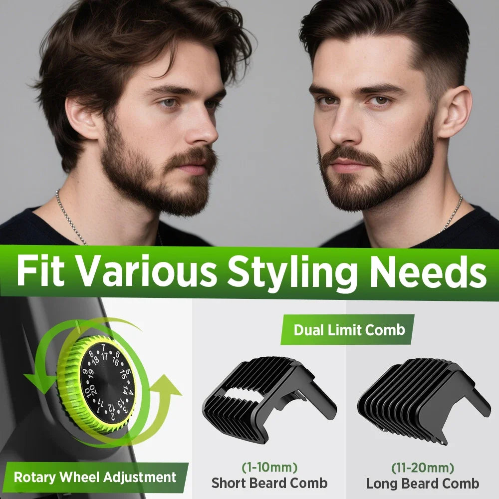Cordless Vacuum Beard Trimmer & Hair Clipper - Waterproof Grooming Kit - 4