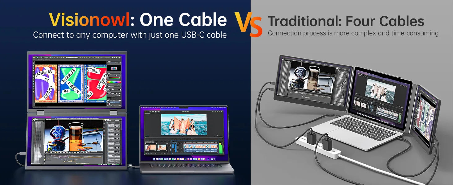 15.6" Dual Portable Laptop Monitor - 1080P FHD Stacked Screen Extender - 14
