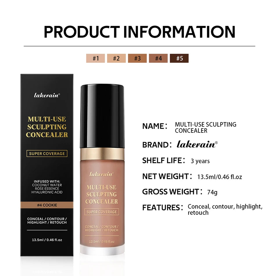 Full Coverage Waterproof Concealer - Matte Liquid Foundation