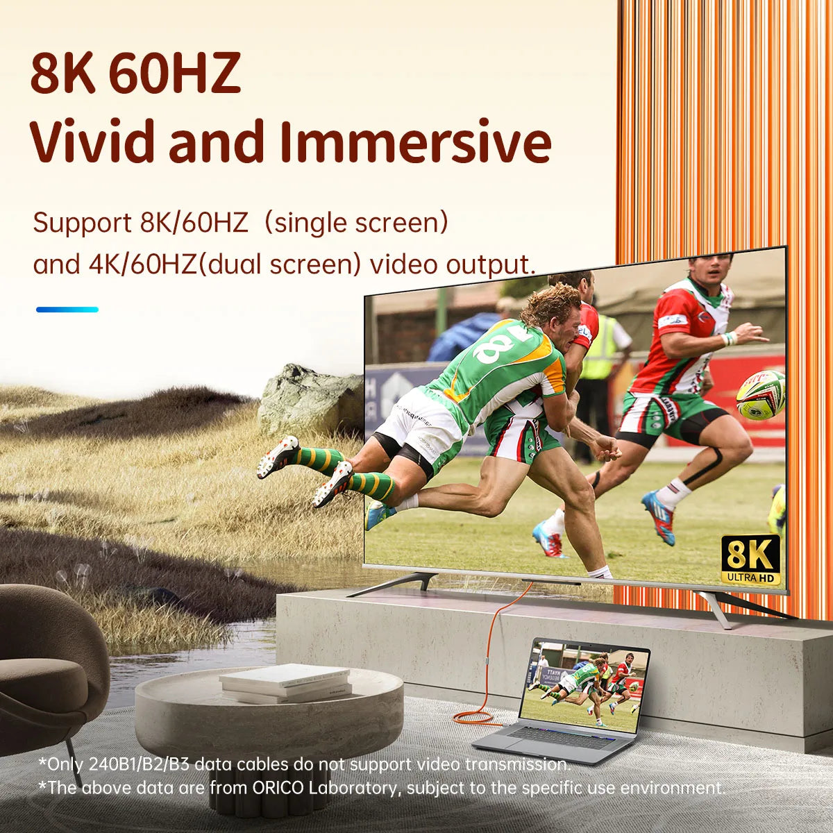 ORICO 240W USB4 Cable: 40Gbps Fast Data Transfer & 8K Video Display - 4