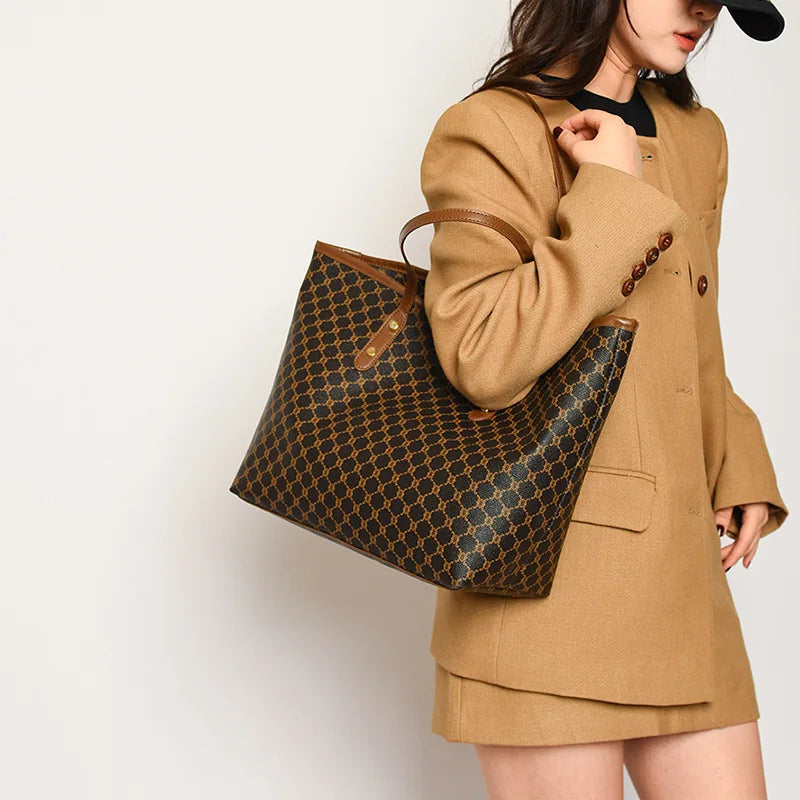 Textured Plaid Tote
