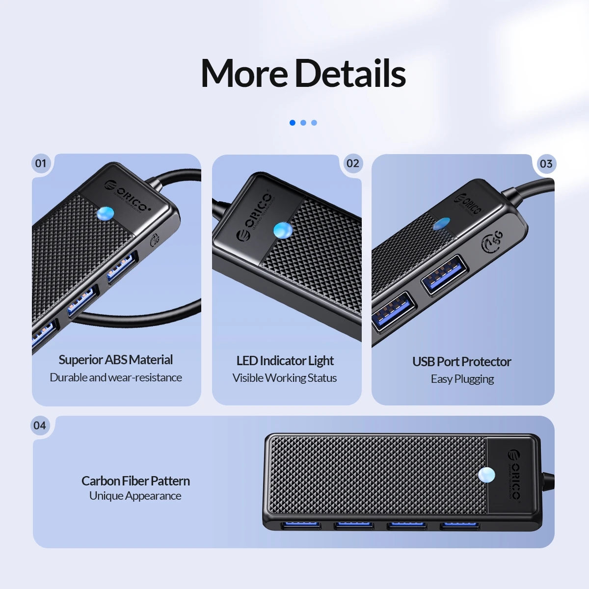 4-Port USB 3.0 Type-C Hub - Ultra-Slim High-Speed Data Expansion Adapter - 15